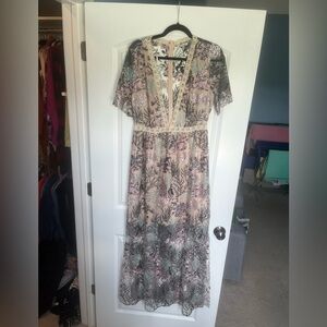 The Clothing Company Pink and Green Maxi Dress